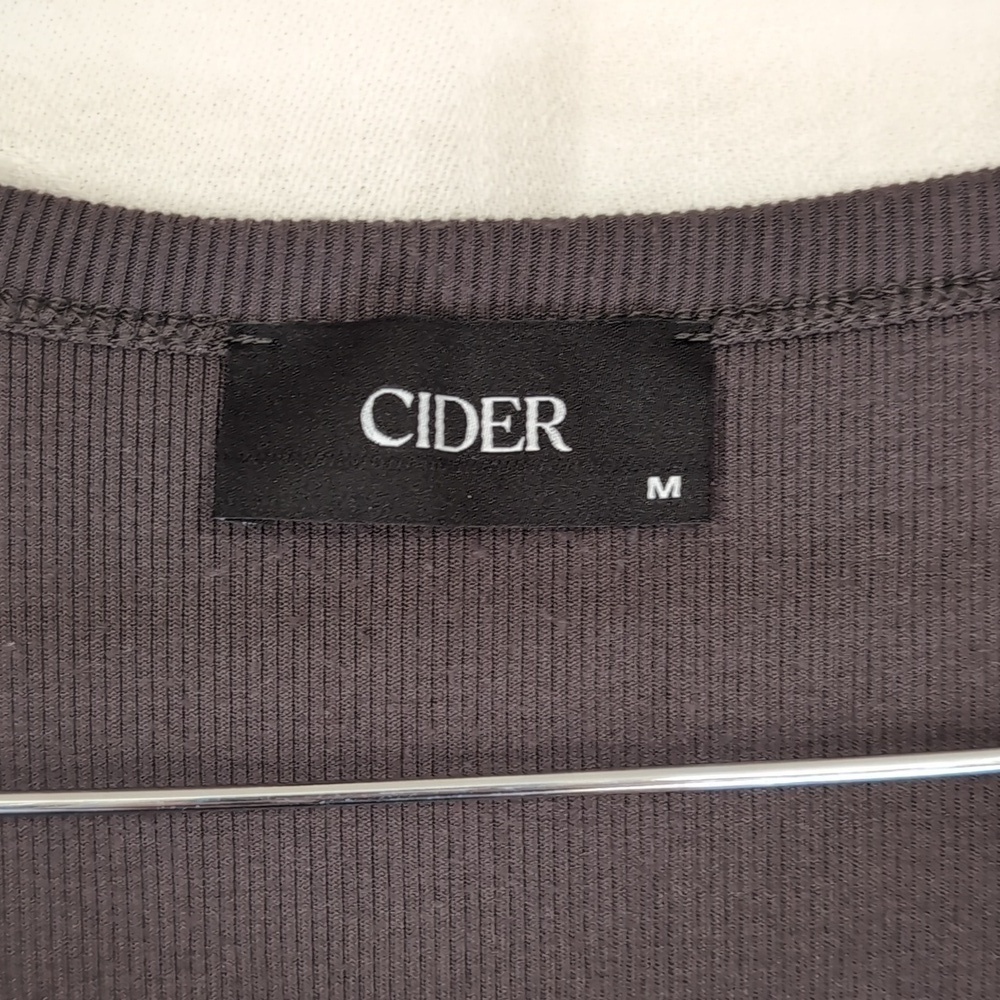 Cider Dark Grey Ribbed Scoop Neck Long Sleeve Bodysuit Size Medium - Picture 2 of 4